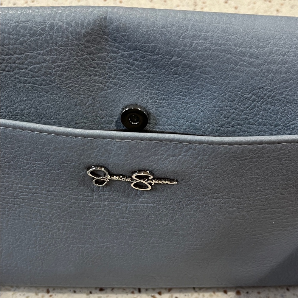 Jessica Simpson Light Blue 2 in 1 crossbody and clutch purse with Silver Accents - Picture 7 of 12
